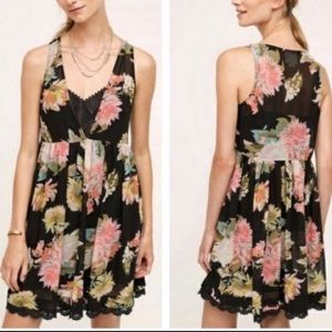 Anthropologie MAEVE  XS Petite Violeta Floral Babydoll dress sleeveless